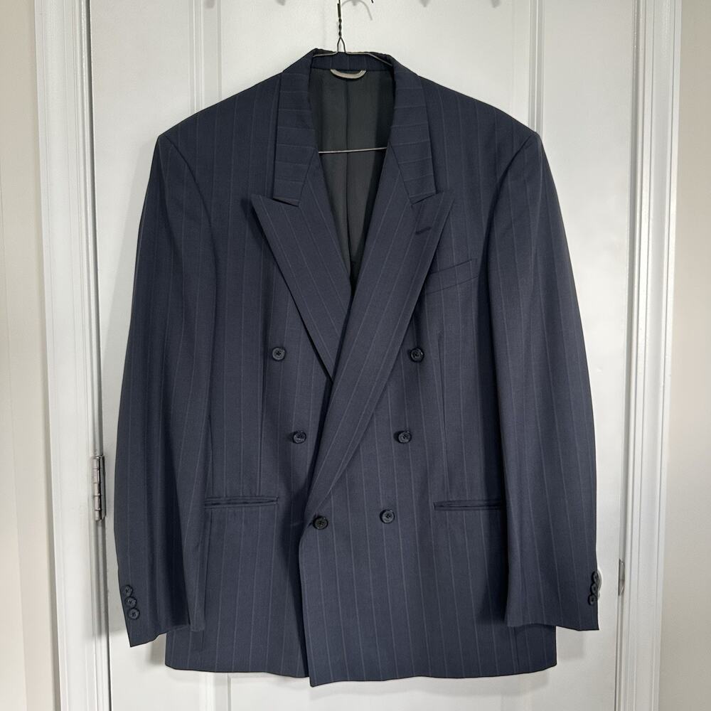 Henry Grethel Men’s Navy Pinstripe Double Breasted Blazer Sport Coat Custom